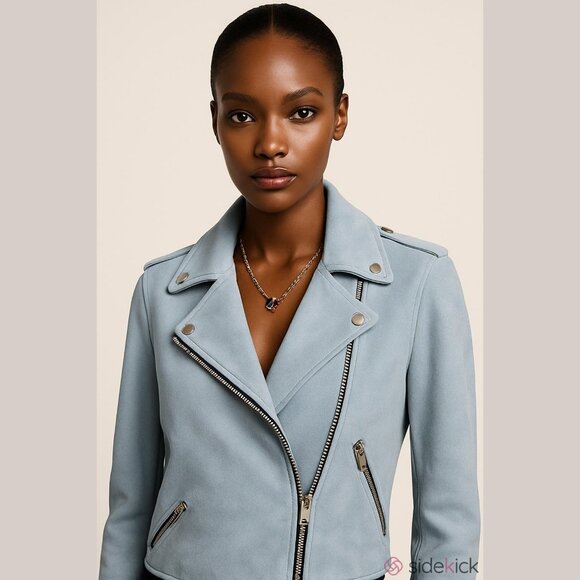 New Woman's Jacket Members Only Faux Suede Slant Ziper - Picture 1 of 10